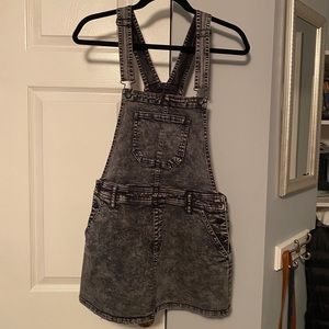 NWOT Forever 21 Black Acid Wash Jean Overall Dress